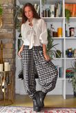 Jasper Plaid Brushed Cotton Shelby Barrel Pant Navy